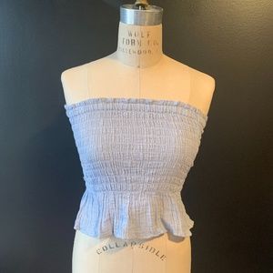 Scrunched tube peplum top